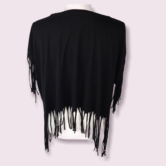 Beatles Abbey Road Cropped Fringed T-Shirt Sz XXL Oversized Black - Picture 2 of 7